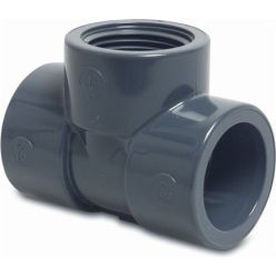 Druk PVC T-stuk 90° lijm x binnendraad 75mm x 1"