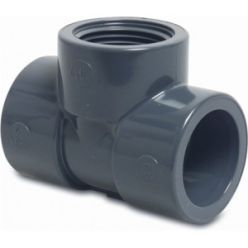 Druk PVC - T-stuk 90° - PN16 - lijm x binnendraad - 50mm x 1½