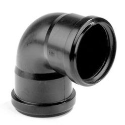 PP Bocht 90mm 2x mof 90° zwart