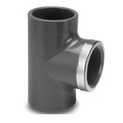 Druk PVC T-stuk 90° versterkt binnendraad x lijmmof 16mm 3/8"