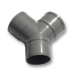 Afvoer PVC Y-stuk 50mm 2x lijmmof/ 1x spie 45°