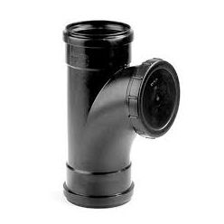 PP Ontstoppingsstuk met schroefdeksel 110mm 2x mof zwart