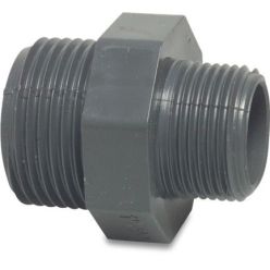 Druk PVC draadnippel verloop 2x buitendraad 4" x 3"