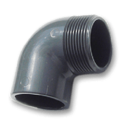 Druk PVC VDL Knie 90° lijmmof x buitendraad 20mm x 3/4"
