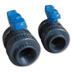 Druk PVC Kogelkraan (TP) lijmsok x binnendraad (PN16) 75mm x 2 1/2"