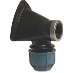 Muurplaat 90° PP 25mm x 3/4" knel x binnendraad 16bar