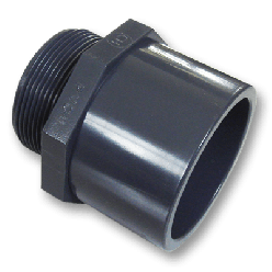 Druk PVC Puntstuk lijmsok inwendig/uitwendig x buitendraad 25/32mm x 1/2"
