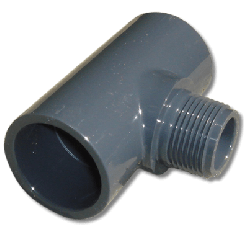 Druk PVC - T-stuk 90° - lijm x buitendraad 63mm x 1"