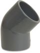 Druk PVC Knie 45° 50mm lijmmof KIWA keur